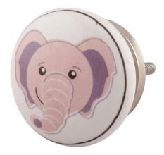 Baby Pink Elephant Ceramic Flat Cabinet Knob Online